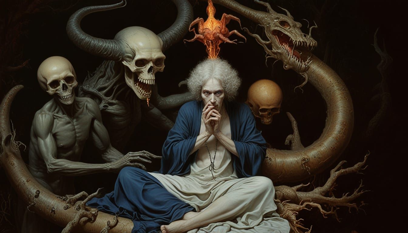 Surreal Fantasy Painting of a Fallen Angel in a Mystical Bog...