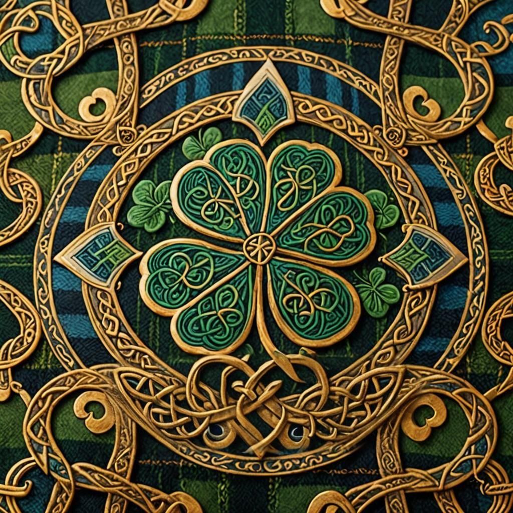 Celtic Album Cover with Triskelion and Clover