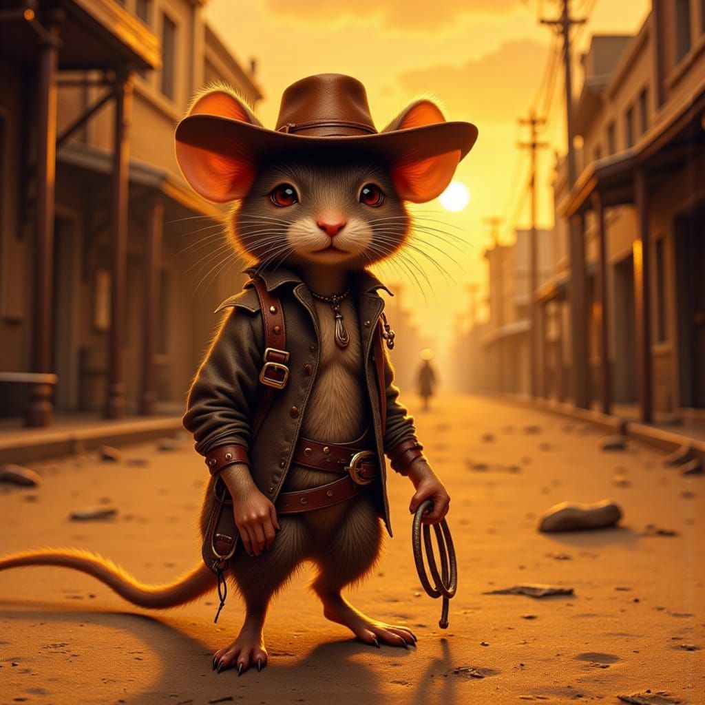 Mouse Cowboy in Western Town Concept Art