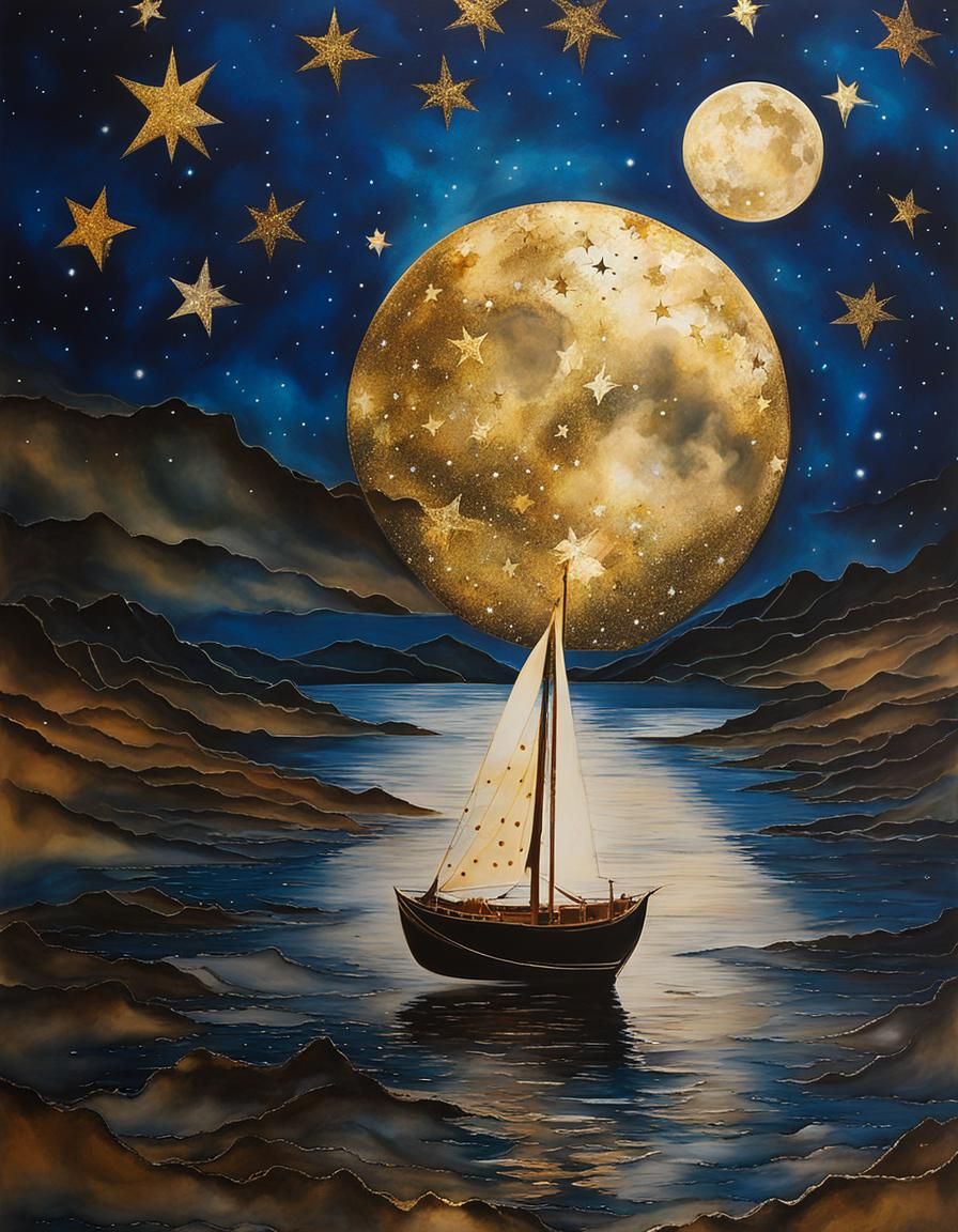 Glittering Gothic Stars in Surrealist Style