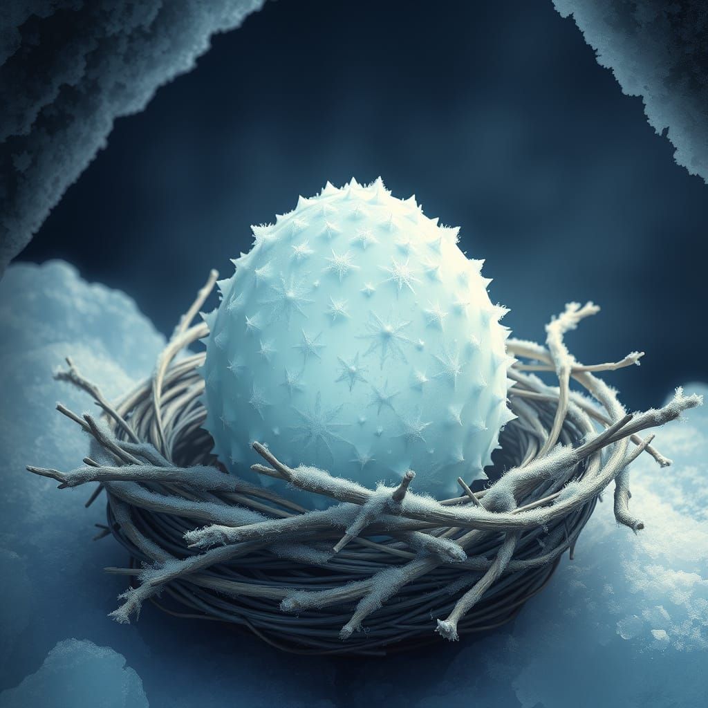 Ethereal Frost Dragon Egg in Winter Wonderland