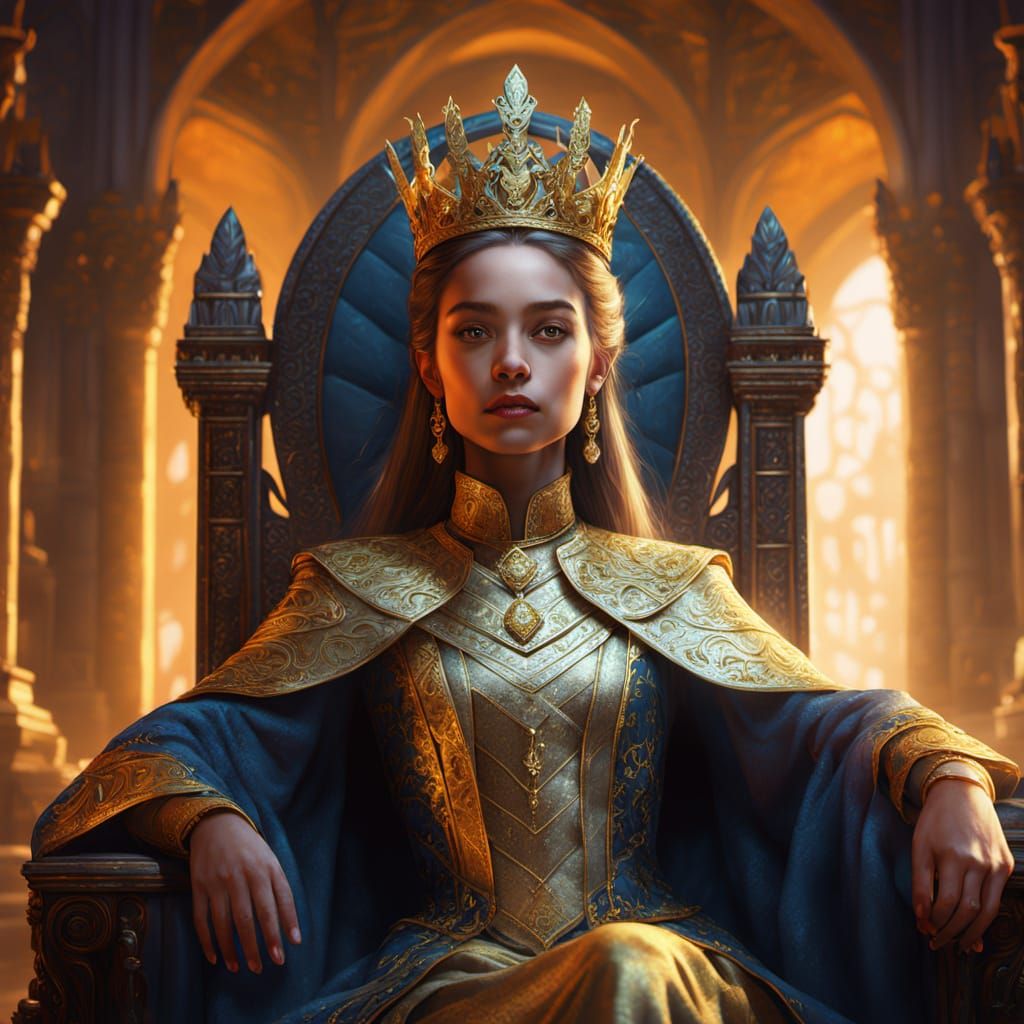 Fantasy Princess in Throne Room: Digital Art