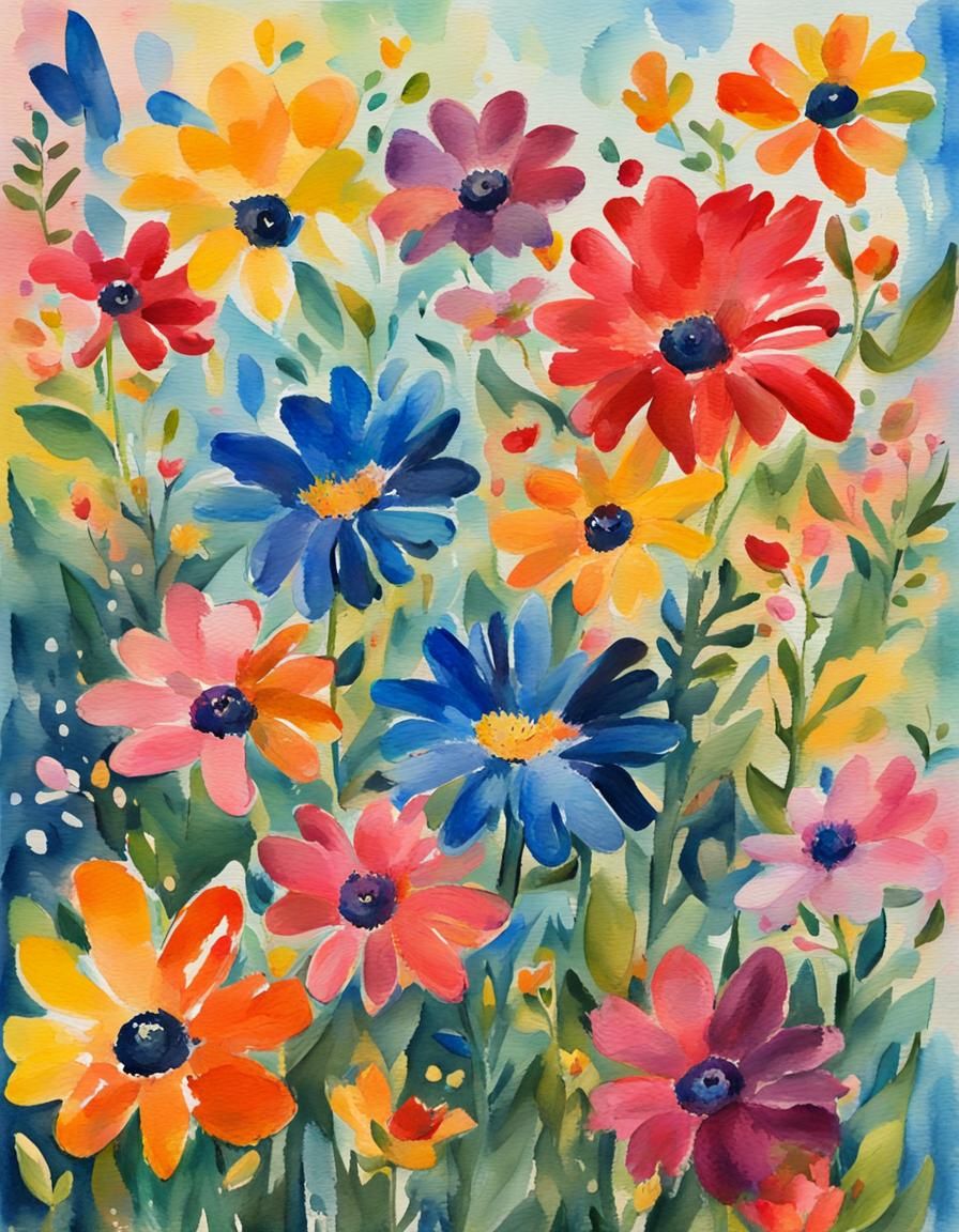 Gouache Style Floral Still Life Masterpiece