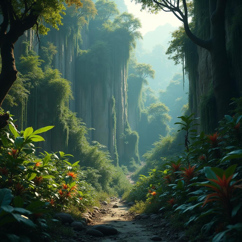 Lush Jungle Environment with Ancient Ruins