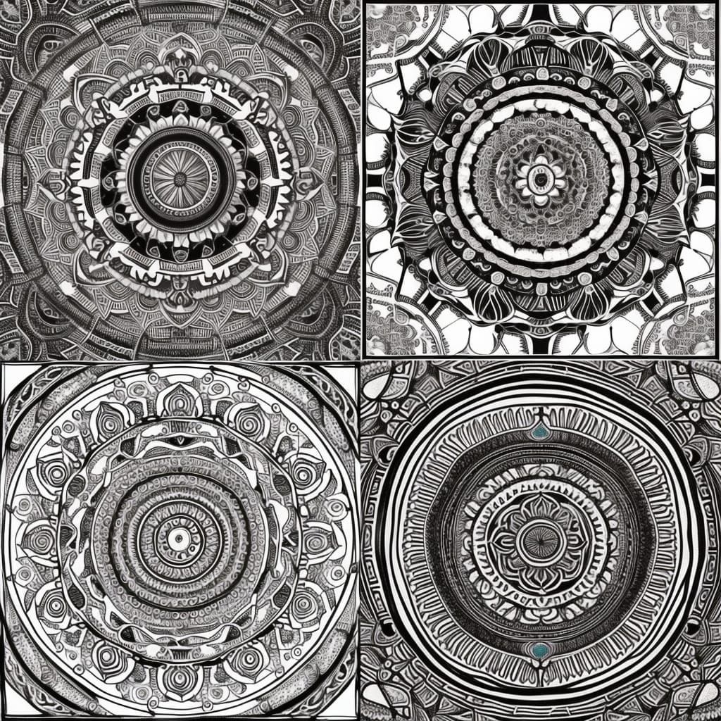 Detailed Elephant Mandala in Black and White