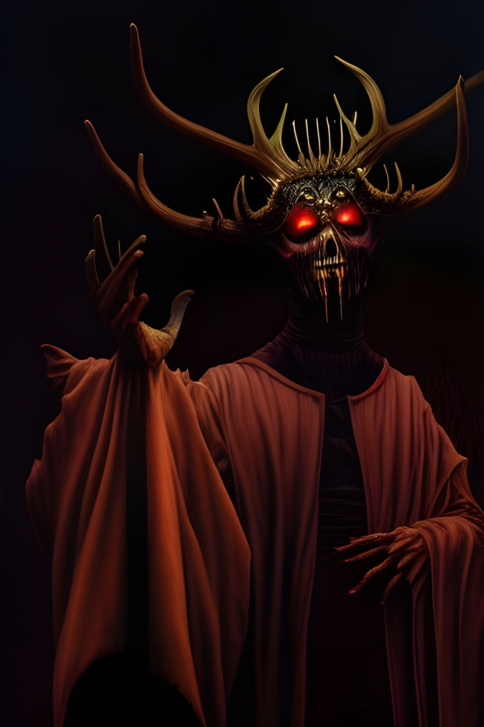 Macabre Demon Lord of the Hunt in Autumn Woods