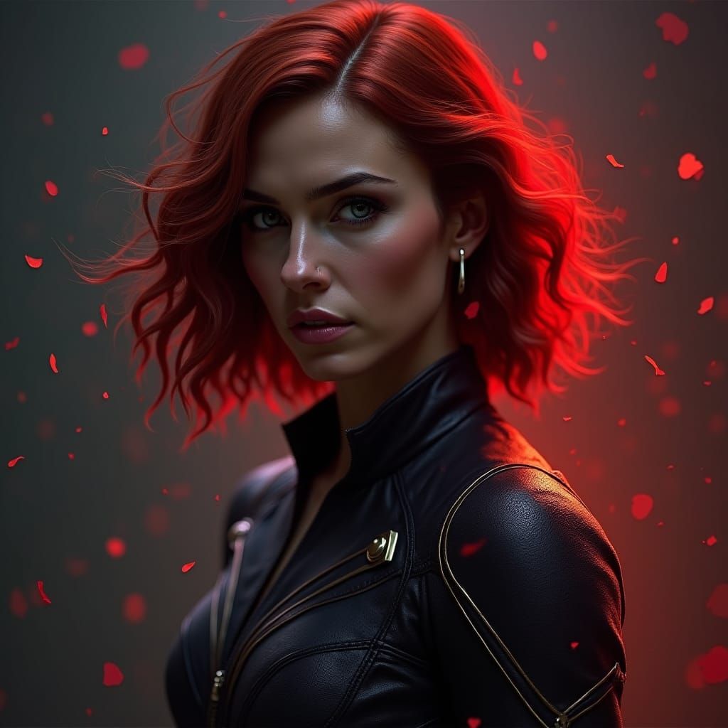 Black Widow Portrait in Comic Book Style