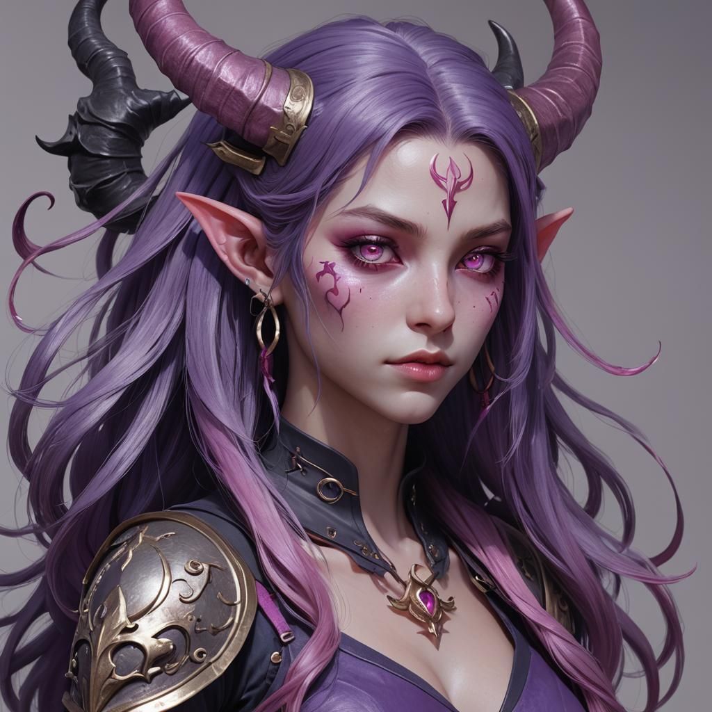 Anime Style Tiefling Woman in 3D