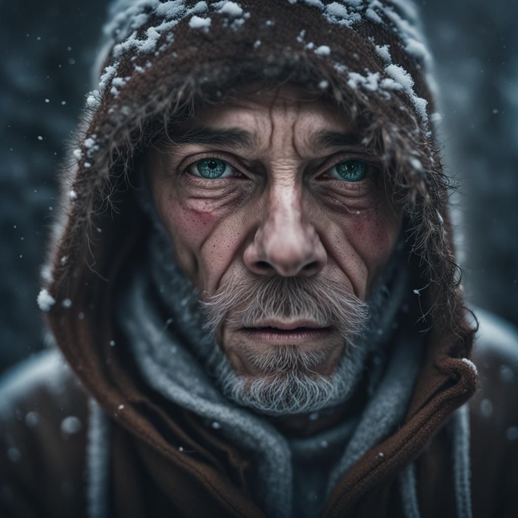 Somber Winter Portrait in Virtual Reality