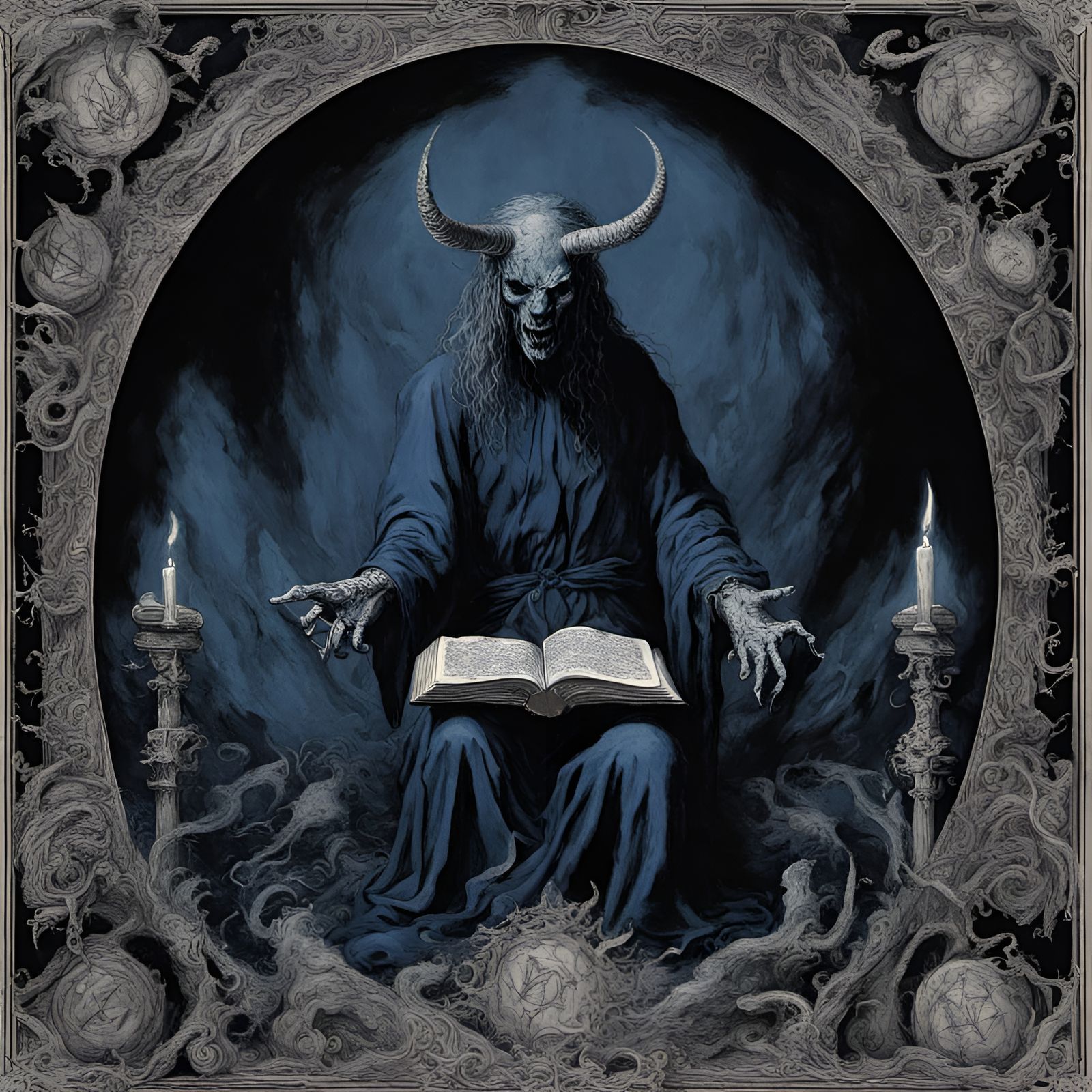 Demonic Altar with Pentagram in Hellscape