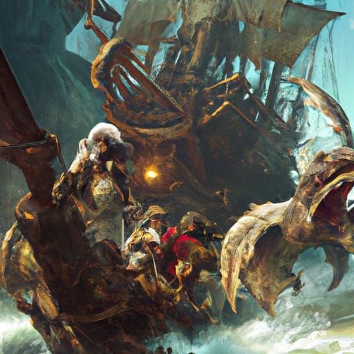 Pirates battle a sea monster a masterpiece