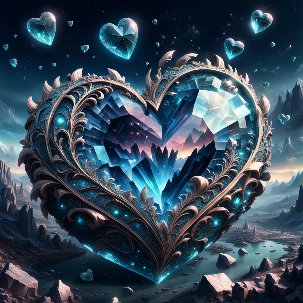 Dramatic Crystal Heart in Digital Matte Painting