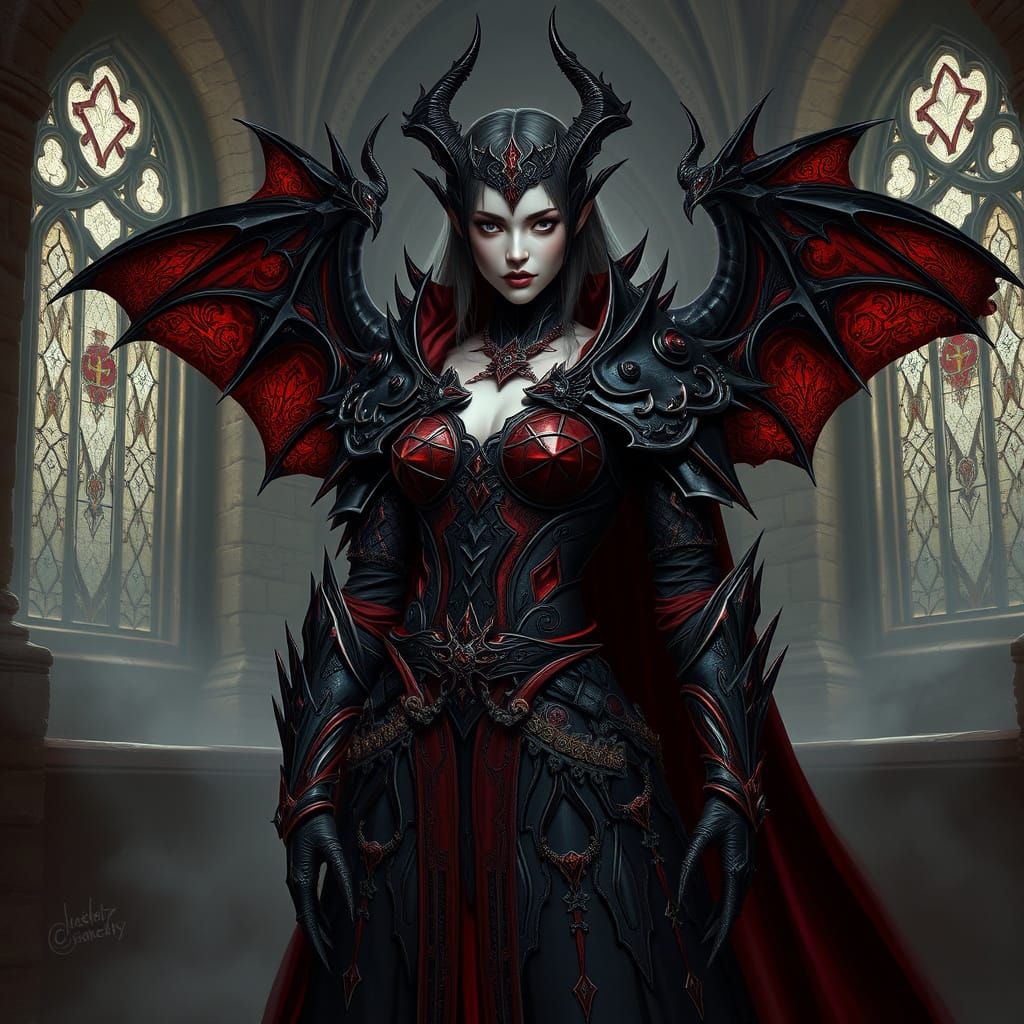 Majestic Vampire Warrior in Dark Fantasy Armor