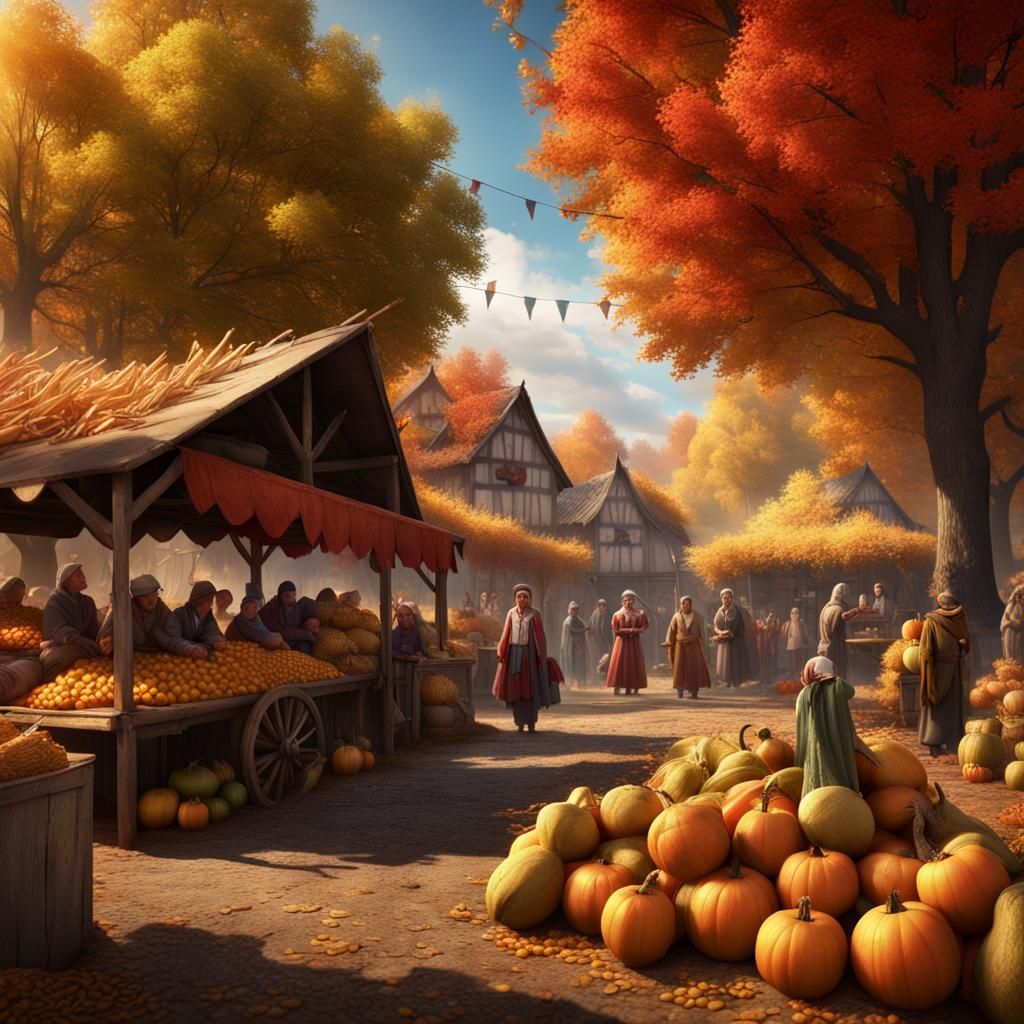 Autumn Harvest Festival in Picturesque Village
