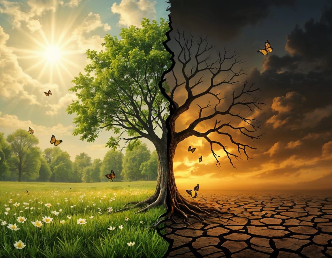 Tree of Life and Death: A Symbolic Painting