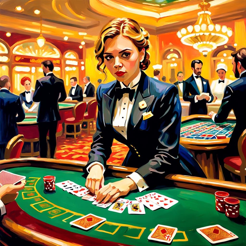 Scarlett Johansson as a Glamorous Casino Croupier in Whimsic...