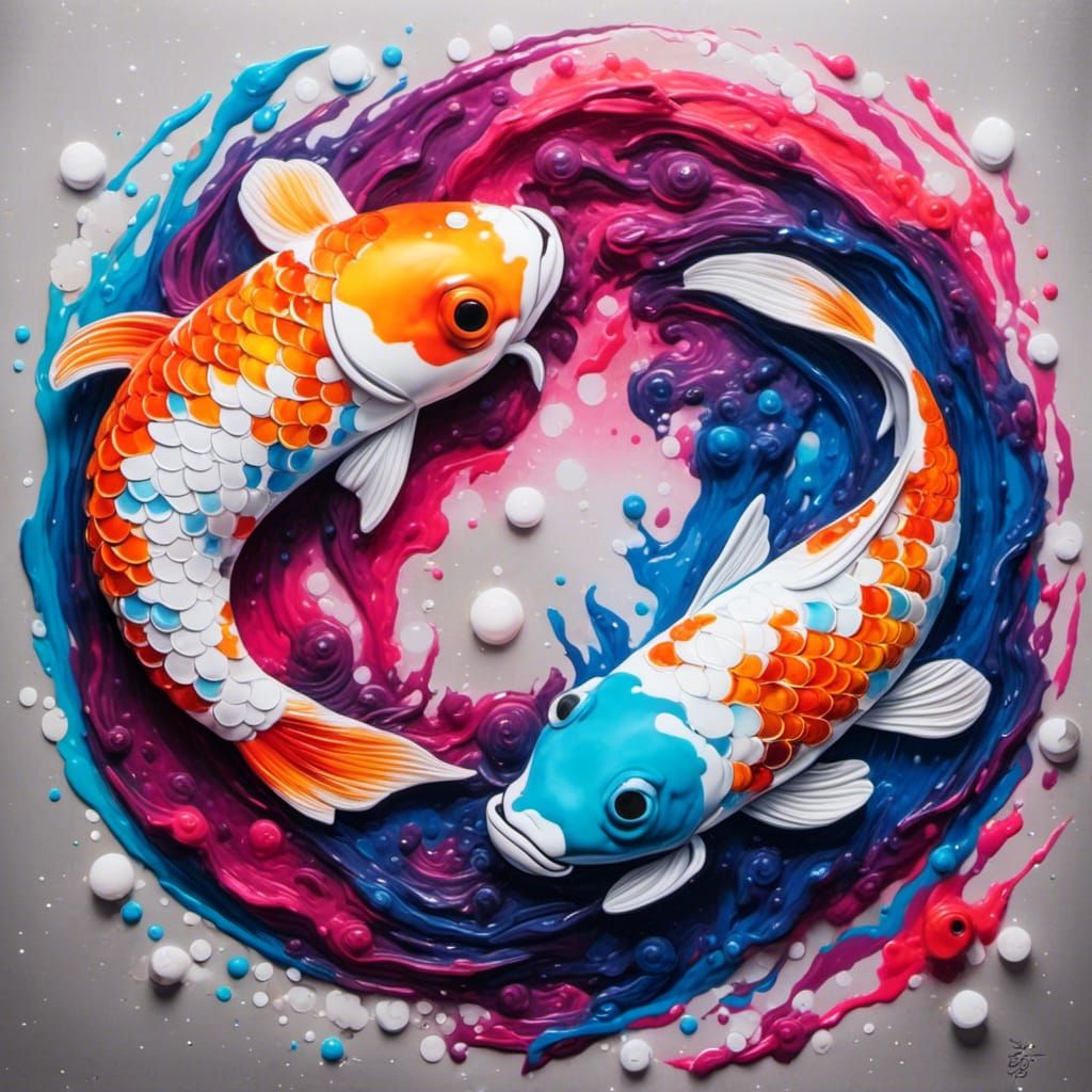 Koi Fish Yin Yang Graffiti Art
