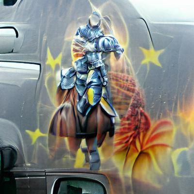 Airbrushed Knight on Horseback Digital Art