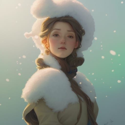 Squirrel in Winter Snow, Ghibli-Inspired Art
