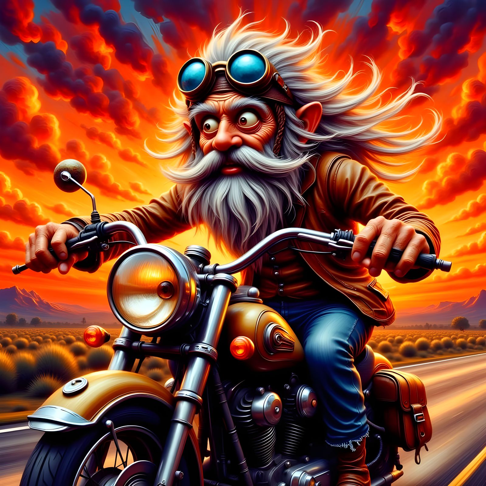 Whimsical Adventurer Soars on Vintage Moped