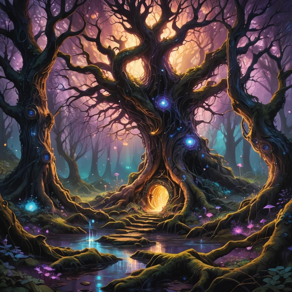 Magical Portal in Mystical Forest: Fantasy Concept Art