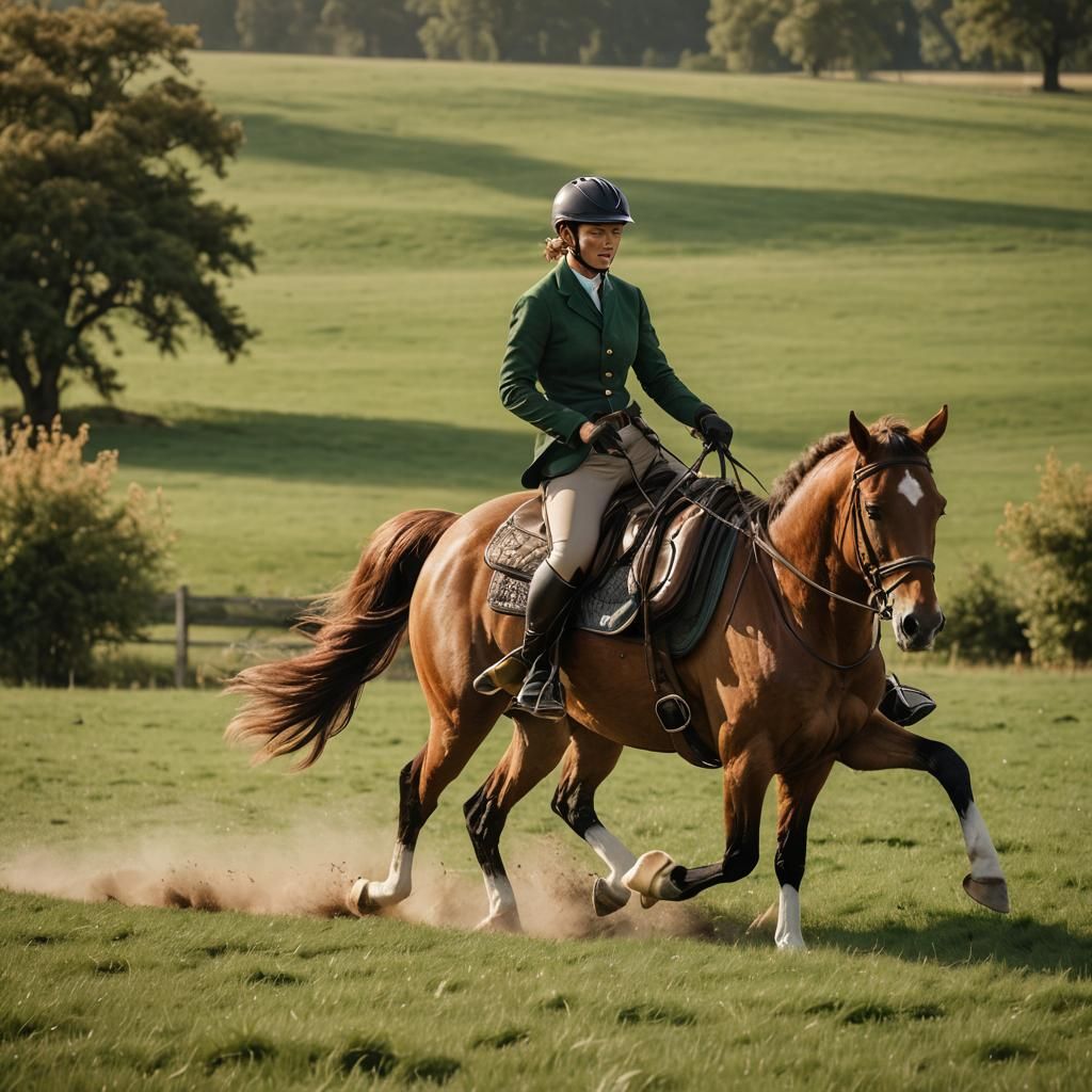 Equestrian Harmony: Rider and Horse in Golden Light