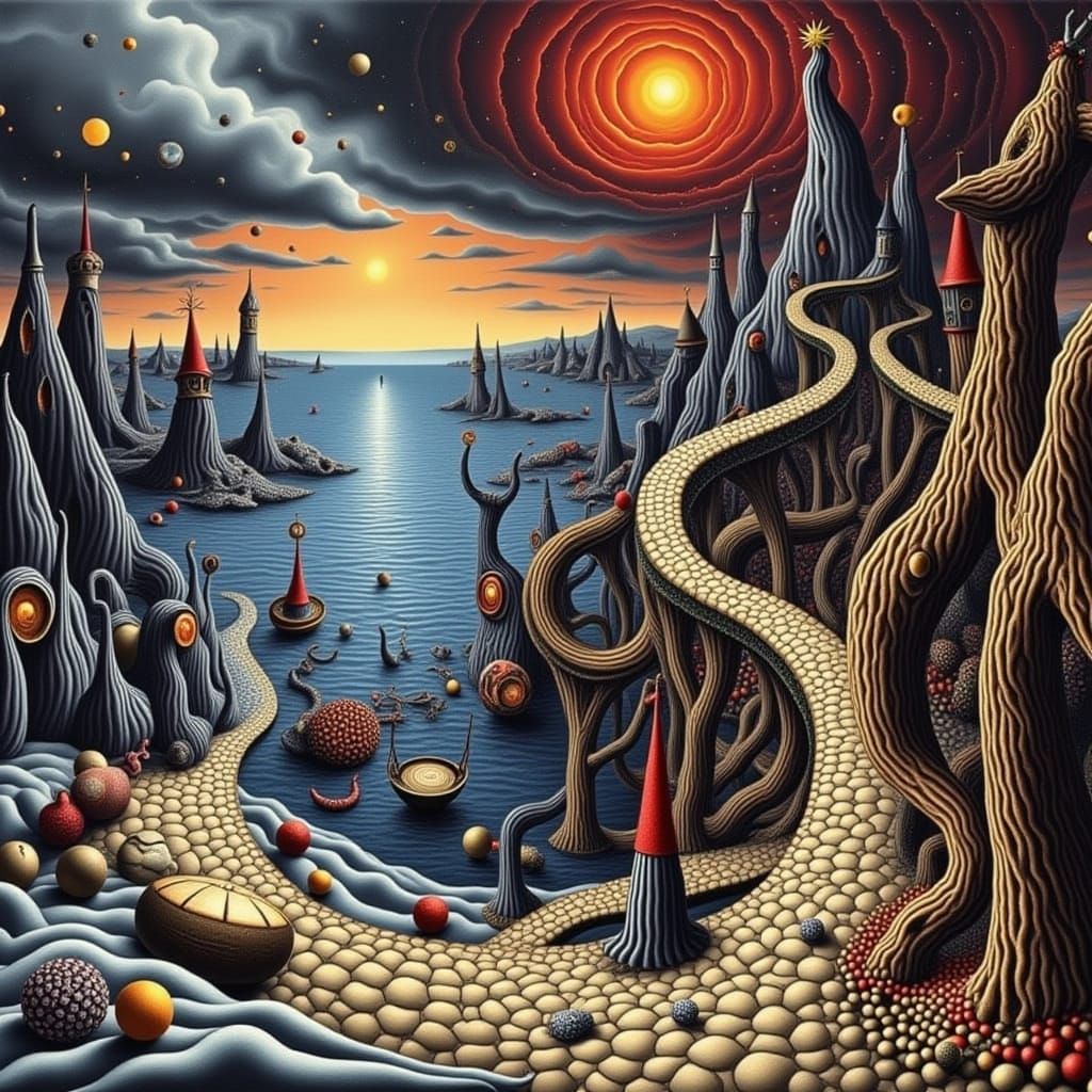 Abstract Gothic Composition with Unusual Elements