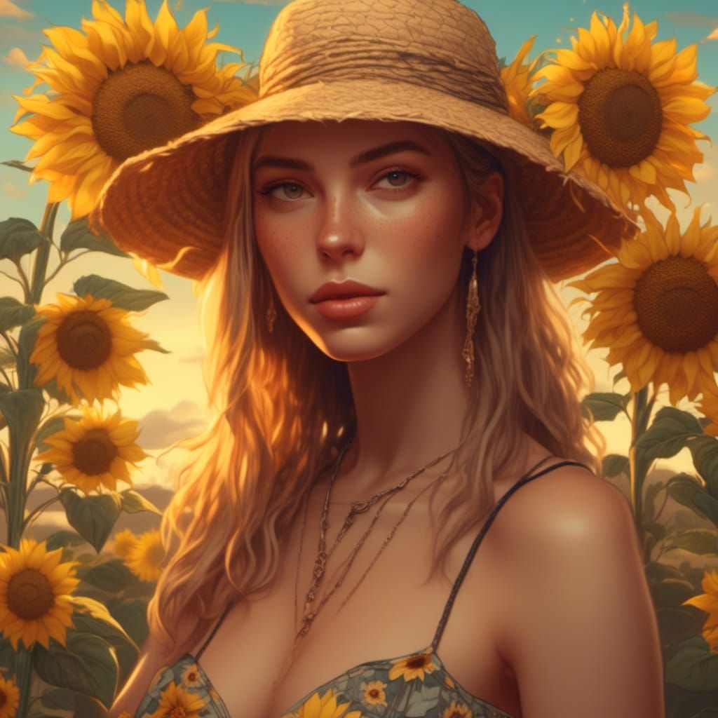 Tarot Card Image of Woman in Sunflower Dress