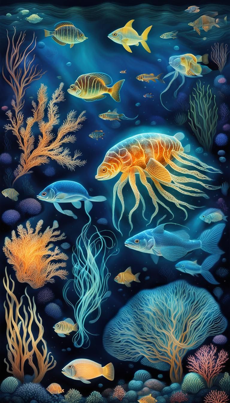 Bioluminescent Sea Creatures Create Underwater Art
