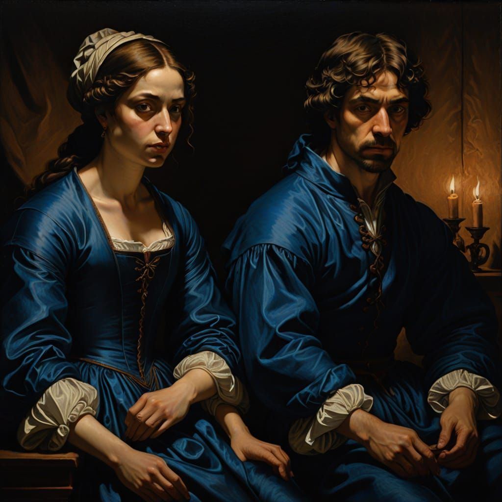 Baroque Couple in Candlelight, Oil Painting