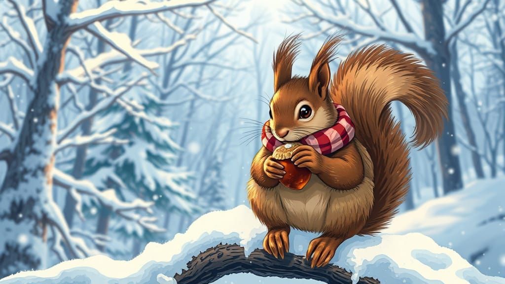 Squirrel in Winter Wonderland Comic Art