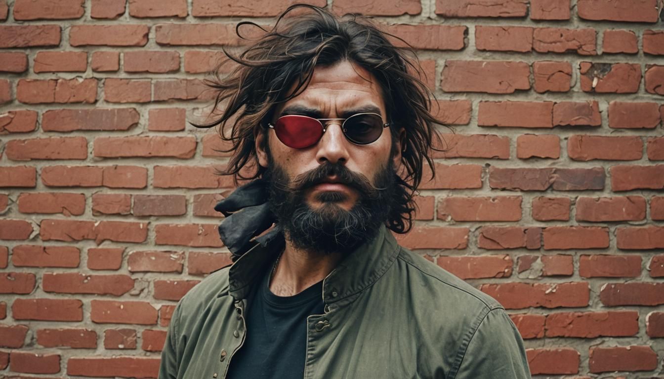 Man with Eye Patch Smoking: Realistic Vintage Photo