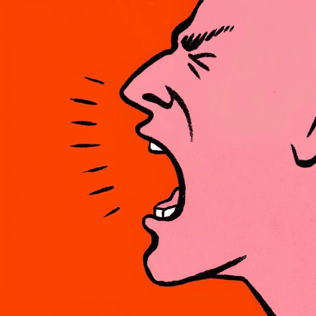 Man Screaming: Detailed Charcoal Hand-Drawn Illustration