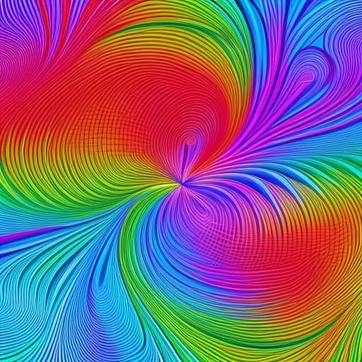 Surreal Rainbow Rose with Abstract Fractal Design