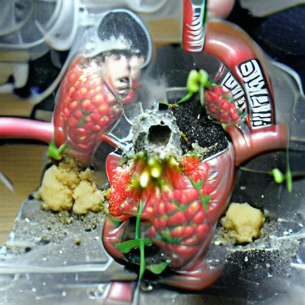 Strawberry Grenade Explosion in Hyperrealistic Style