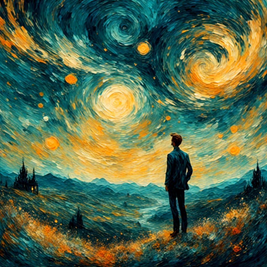 Swirling Dreamlike Landscape in Impressionistic Digital Art