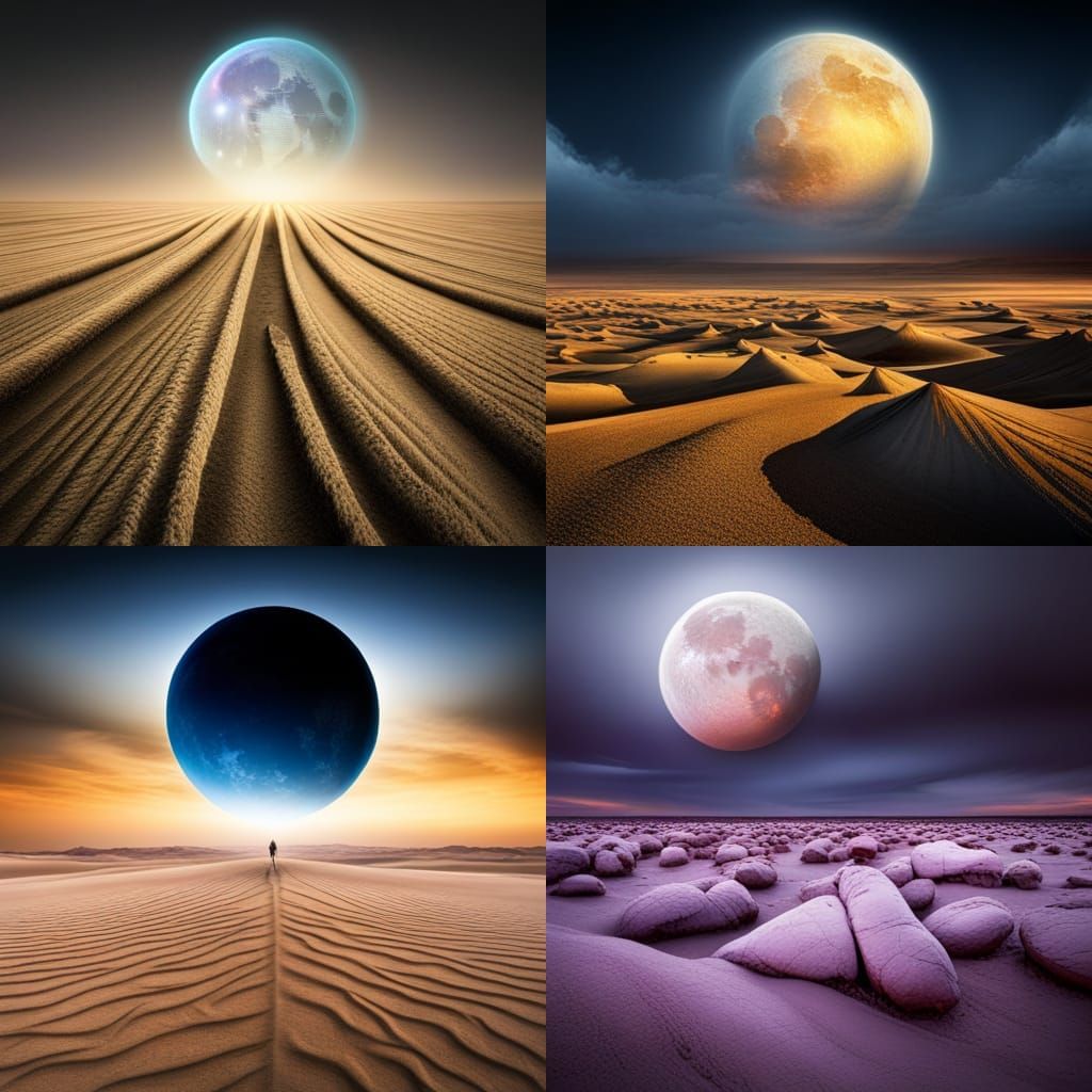 Desert Moon: Epic Night View Digital Painting