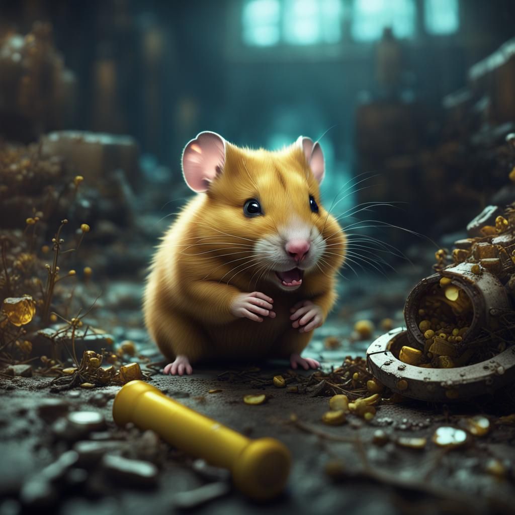 Hamster Cub Bites Uranium in Chernobyl: Detailed Matte Paint...
