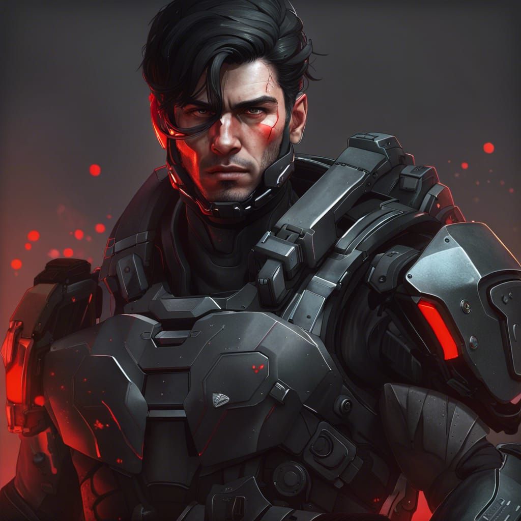 Futuristic Soldier Portrait in Detailed Digital Art Style