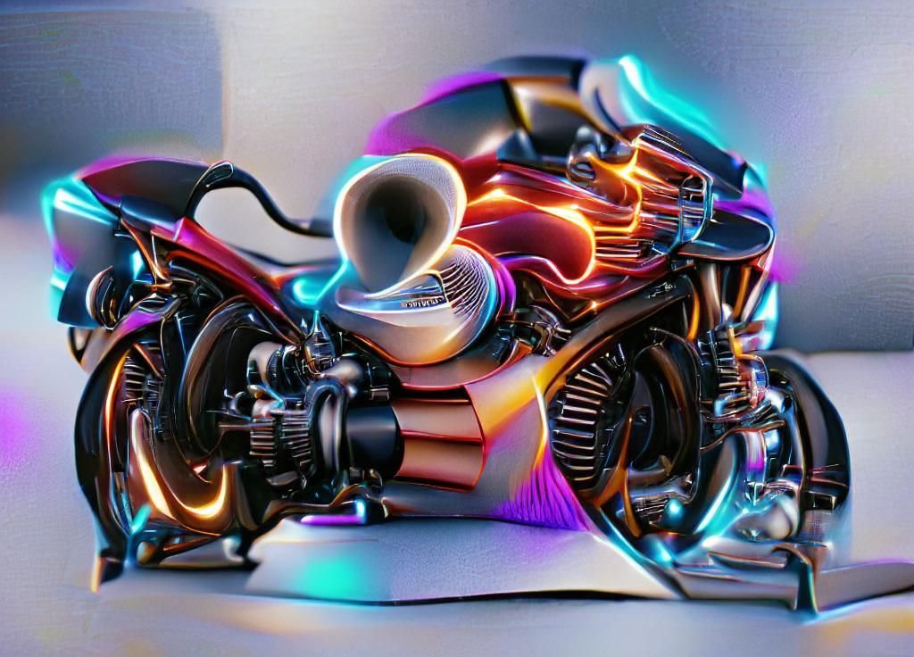 Synthwave Motorcycle in Neon Retro Style