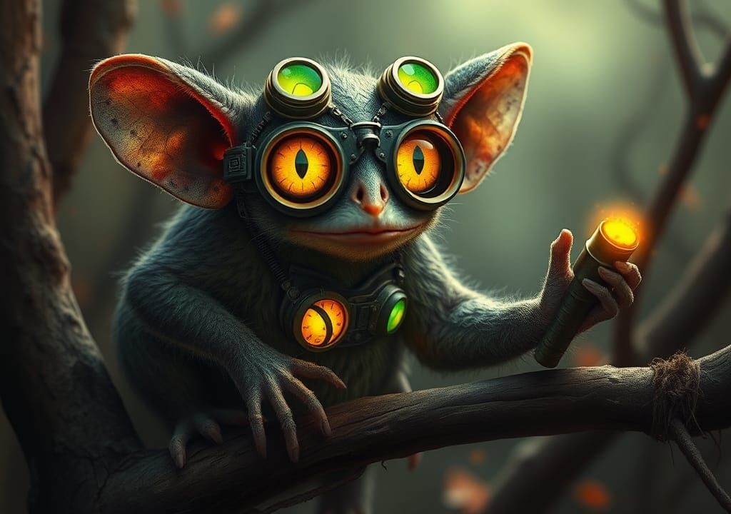 Radioactive Steampunk Tarsier Illustration