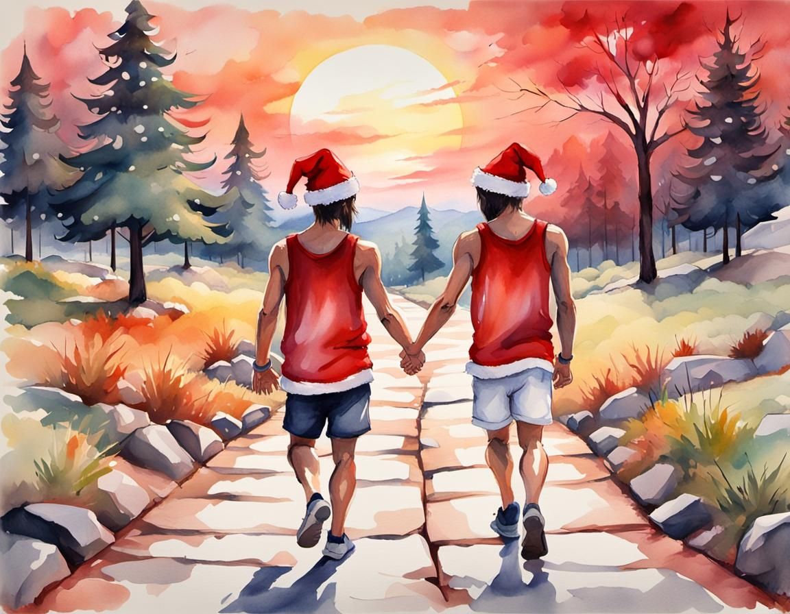 Devils in Santa Hats Stroll Through Deer Park