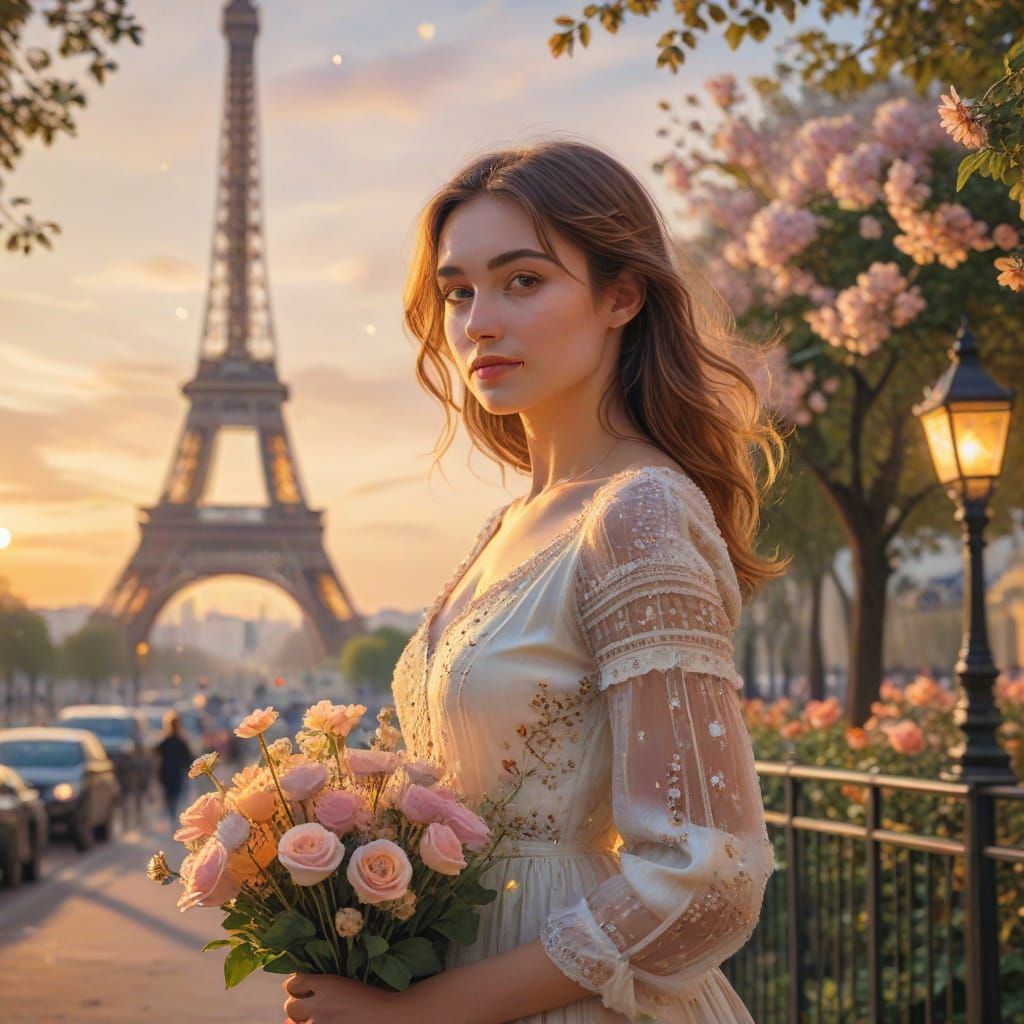 Beautiful Parisian Scene in Impressionist Style