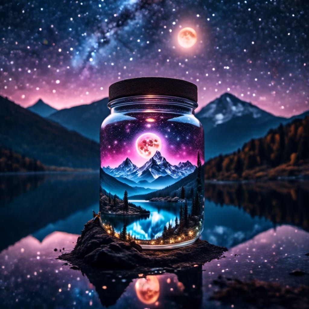 Miniature Night Landscape in a Jar