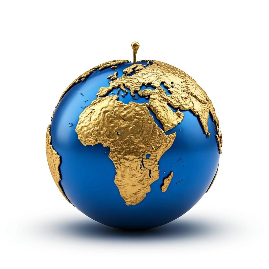 Glowing Blue Apple Globe on White Background