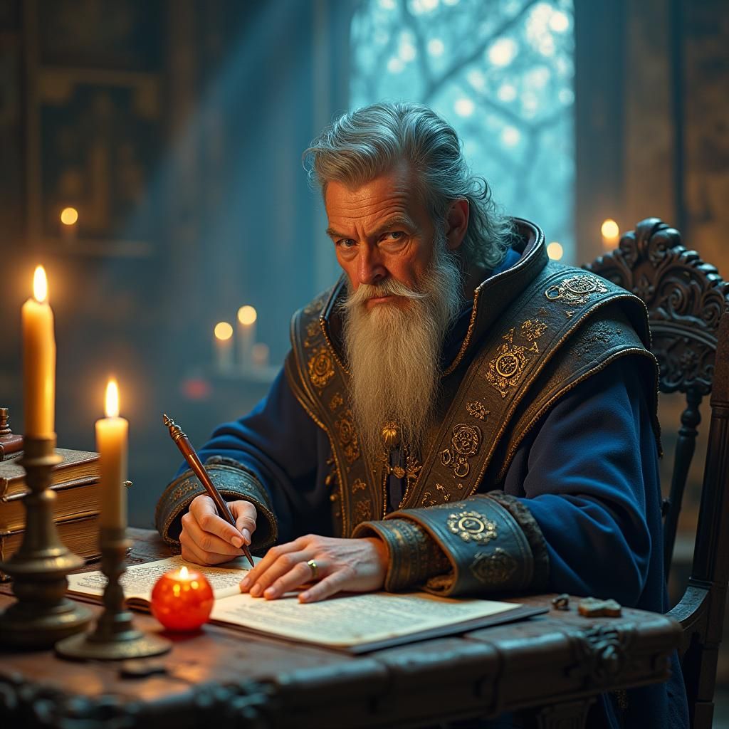 Mage Portrait with Celestial Glow, Fantasy Art