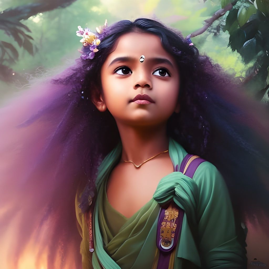 Adorable Chibi Girl with Purple Hair, Digital Art