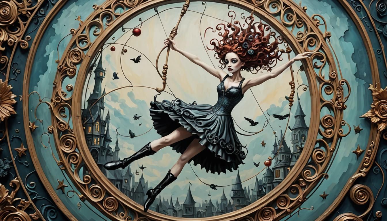 Aerialist Hoops in Detailed 3D Impasto Style