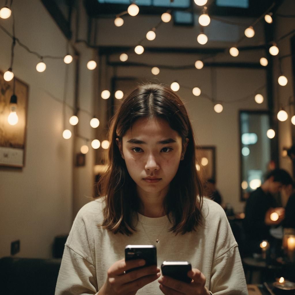 Person Gazing at TikTok on Phone in Cinematic Style