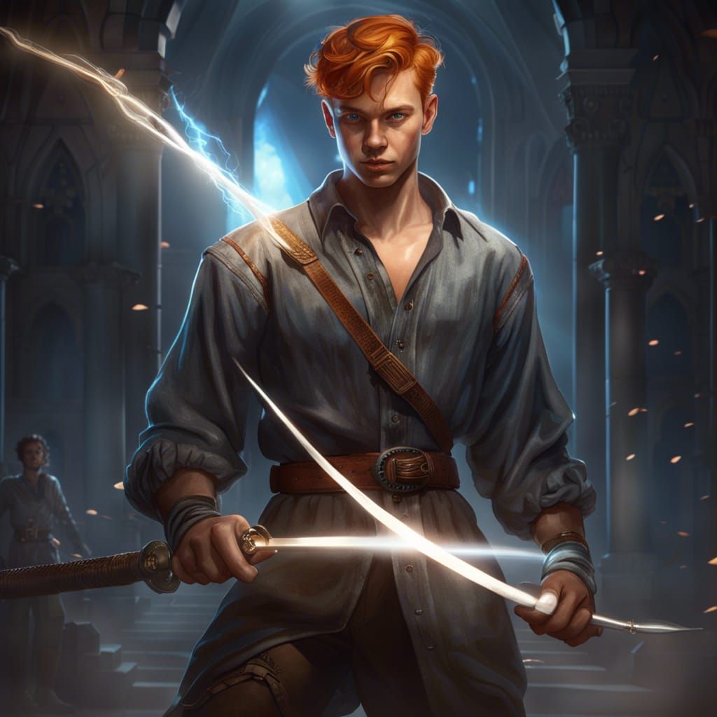 Boy with Saber: Dark Fantasy Concept Art